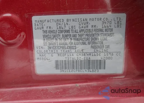 2014 Nissan Versa Note Sv from USA, damaged, VIN 3N1CE2CP8EL436823